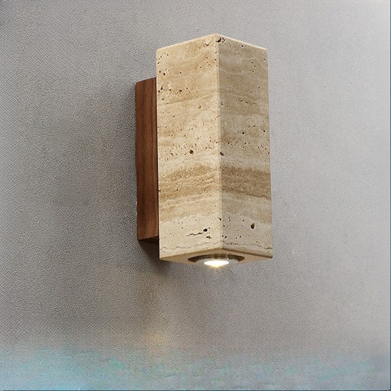 HEIKESZ Natural Yellow Cave Stone Wall Lamp Japanese Style Silent Bedroom Bedside Light for Living Room