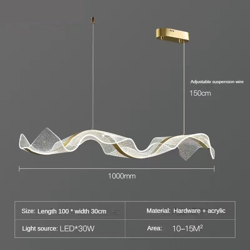 HEIKESZ Creative Ribbon Chandelier Modern Minimalist Luxury Designer Lamp for Restaurant Bar Living Room Artistic Light