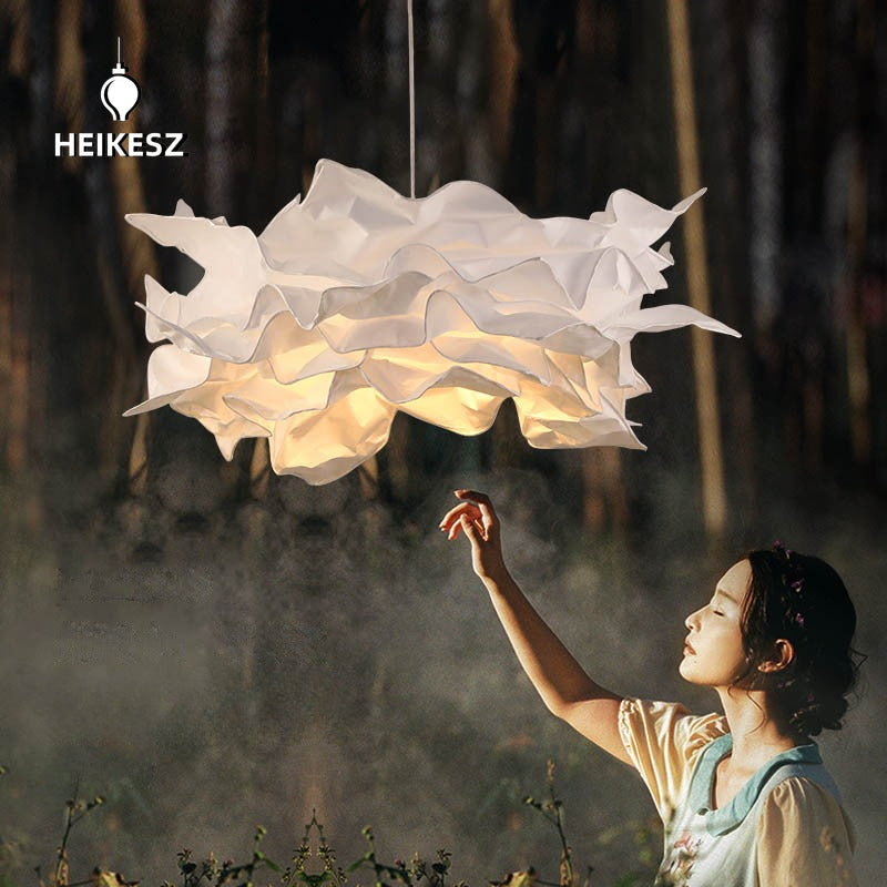 HEIKESZ Paper Art Cloud Flower Chandelier Creative Cloud Lamp for Bedroom Dining Room Shop Bar Decoration Simple Art Design