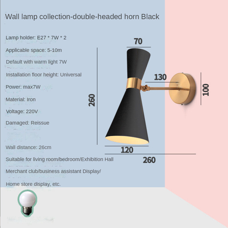 HEIKESZ Modern Minimalist Horn Wall Lamp Nordic Style LED Lighting for Living Room Bedroom Bathroom Mirror Warm Light