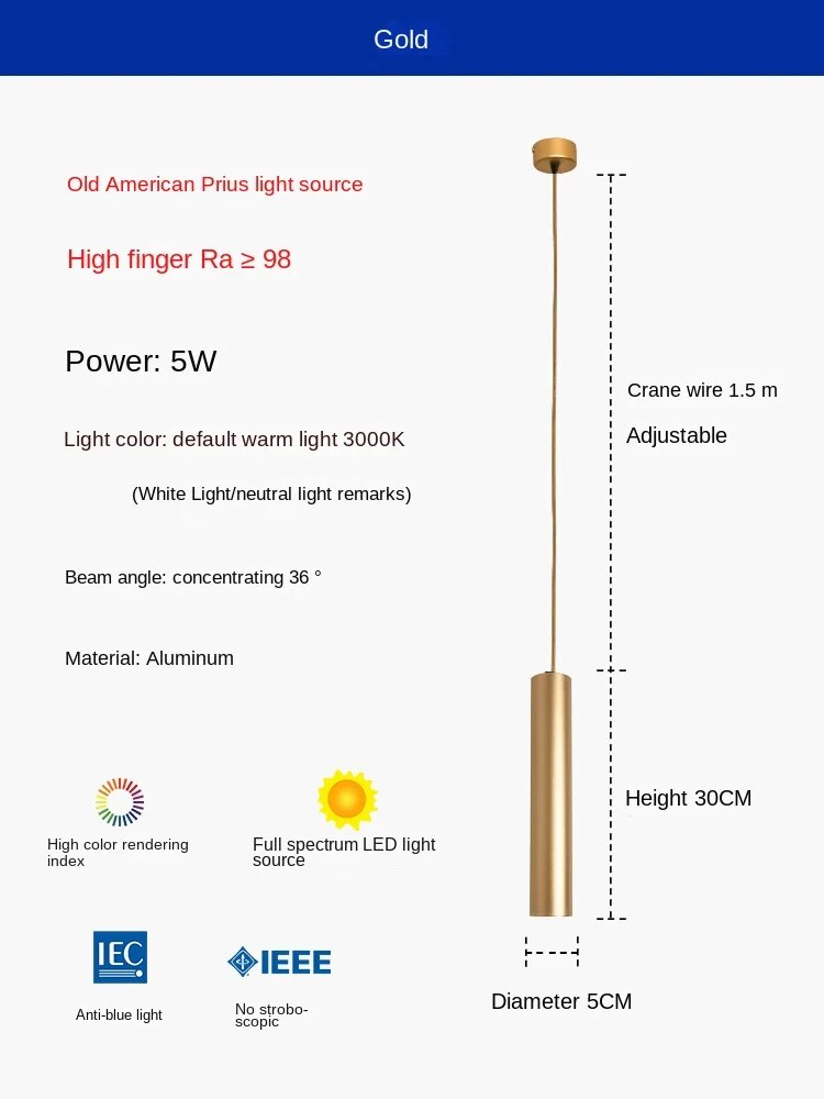 HEIKESZ Long Round Straight Column Suspension Wire Spotlight Minimalist Nordic Designer Chandelier for Dining Room Bar Bedroom