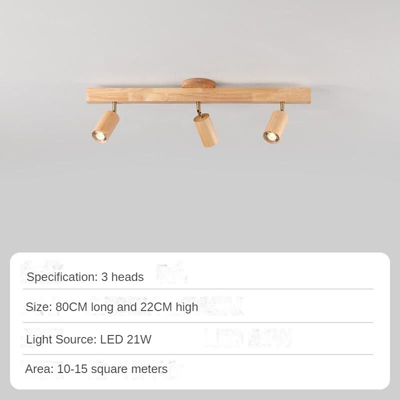 HEIKESZ New Chinese Japanese Style Solid Wood Spotlight Log Living Room Bedroom Headless Lamp TV Background Wall Open Mounted Ceiling Light
