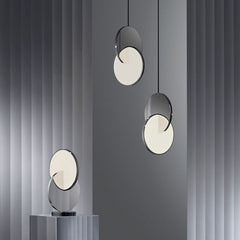 HEIKESZ Nordic Eclipse Single-Head Droplight Stainless Steel Modern Bedroom Light Luxury Restaurant Bar Creative Designer Lighting