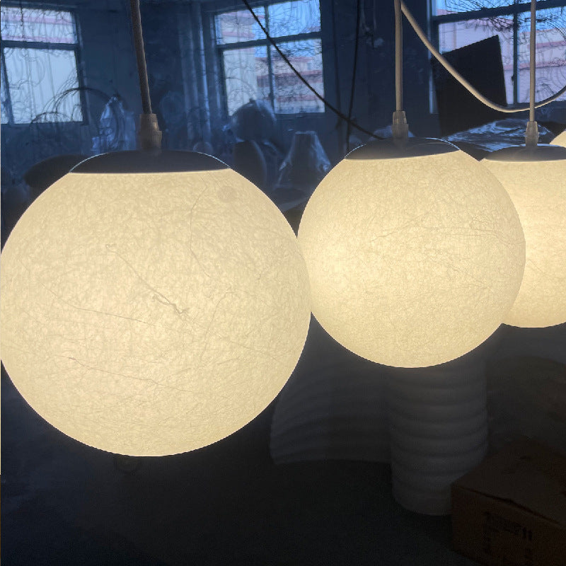 HEIKESZ Silk Moon Light Chandelier Large Nordic Art Bedroom Dining Room Lamp Creative Bar Clothing Store Ball Chandelier