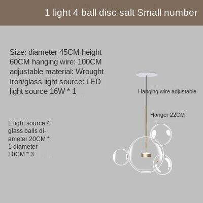 HEIKESZ Nordic Creative Post Modern Art Magic Bean Bubble Lamp Mickey Glass Chandelier for Living Room Bedroom Dining LED Lighting