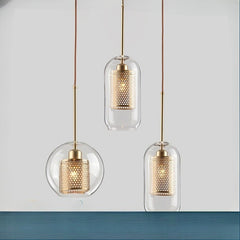 HEIKESZ Creative Transparent Lamp Shade Glass Ball Chandelier Simple Nordic Style Warm Light for Living Room Bedroom Dining Room