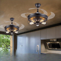 HEIKESZ Retro Industrial Ceiling Fan Light 42 Inch Nordic Style Remote Control Iron Art for Study Restaurant