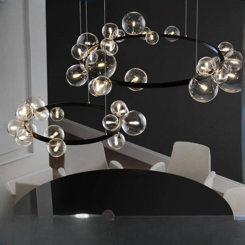 HEIKESZ New Nordic Style Magic Bean Molecule Chandelier Glass Ball Bubble Lamp for Living Room Bedroom Restaurant Simple Design
