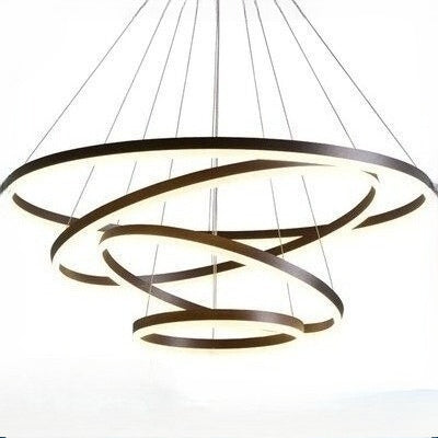 HEIKESZ Modern Ring Ceiling Lamp Creative Nordic LED Chandelier Warm Light for Living Room Bedroom Duplex Lighting