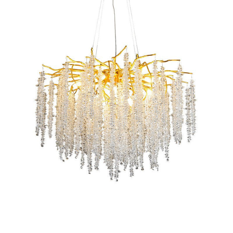 HEIKESZ Modern Crystal Chandelier Luxury Water Drop Branch Design for Living Room Dining Room Bedroom Villa Lighting