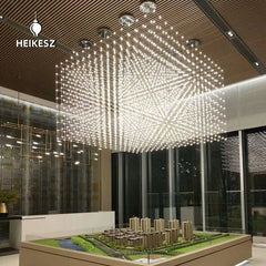 HEIKESZ Starry Cubic Chandelier Luxury Large Light Cube for Living Room Hotel Lobby Restaurant Custom Lighting Sky Lamp Starry Sky Design
