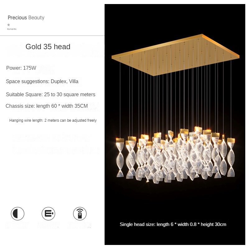 HEIKESZ Modern Minimalist LED Chandelier for Living Room Dining Kitchen Bedroom Luxury Nordic Design Long Pendant Light