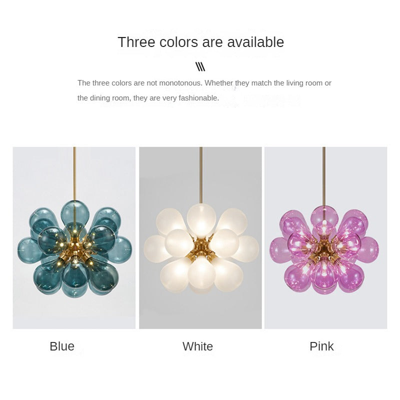 HEIKESZ Modern Minimalist Chandelier Creative Personality Art Nordic Balloon Bubble Glass Lamp for Bedroom Restaurant Princess Room