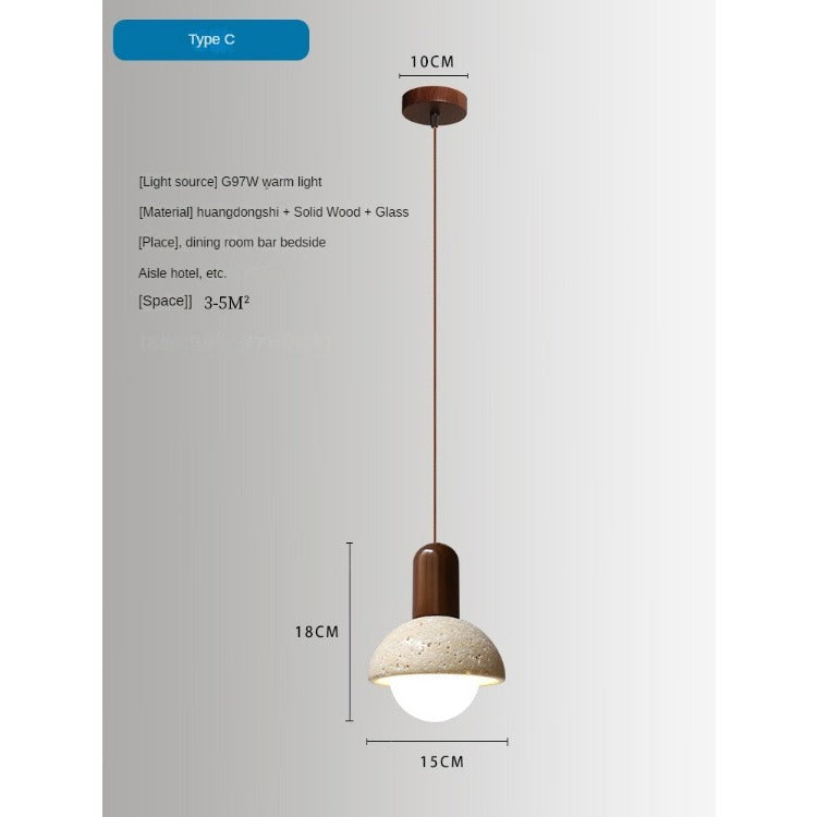 HEIKESZ Silent Style Black Yellow Cave Stone Japanese Bedroom Chandelier Vintage Industrial Lighting for Living Room