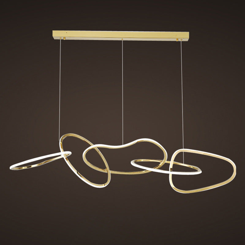 HEIKESZ Post-Modern Stainless Steel Restaurant Chandelier Simple Nordic Front Desk Art Creative Personality Model Room Ring Bar Lamp