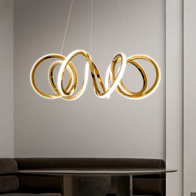 HEIKESZ Spring Ring Chandelier Modern Luxury Stainless Steel Art Light for Living Room Bedroom Dining High End Designer