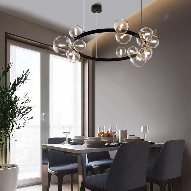 HEIKESZ New Nordic Style Magic Bean Molecule Chandelier Glass Ball Bubble Lamp for Living Room Bedroom Restaurant Simple Design