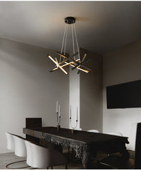 HEIKESZ Post-Modern Golden Chandelier Simple Creative Personality LED Ceiling Light for Living Room Bedroom Dining Room Luxury Lighting