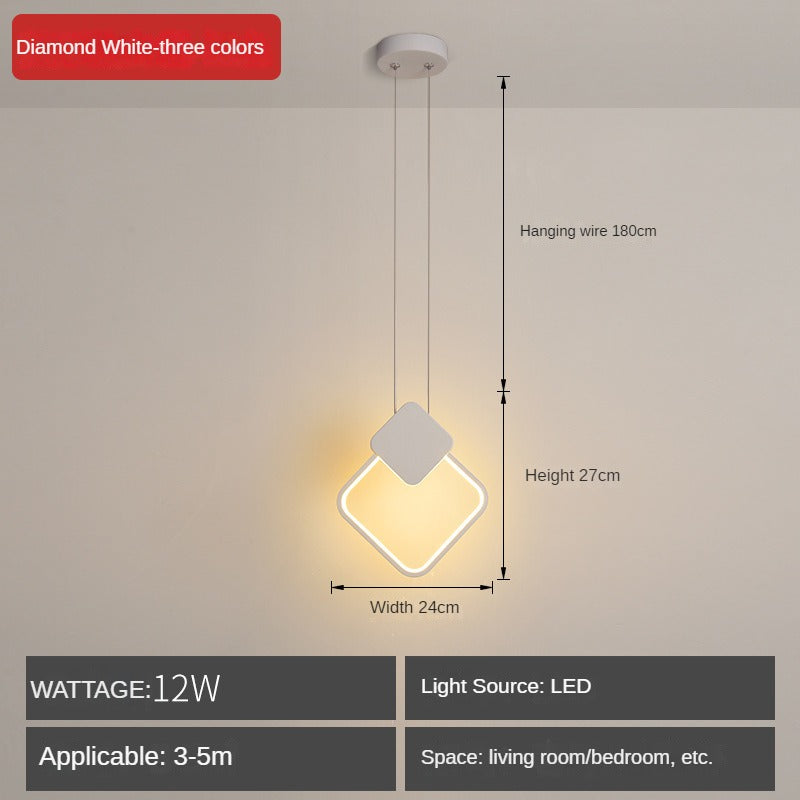 HEIKESZ Minimalist Bedroom Chandelier Long Line Ambience Light Creative Single Head LED Small Droplight for Living Room Celling Lighting Full Spectrum