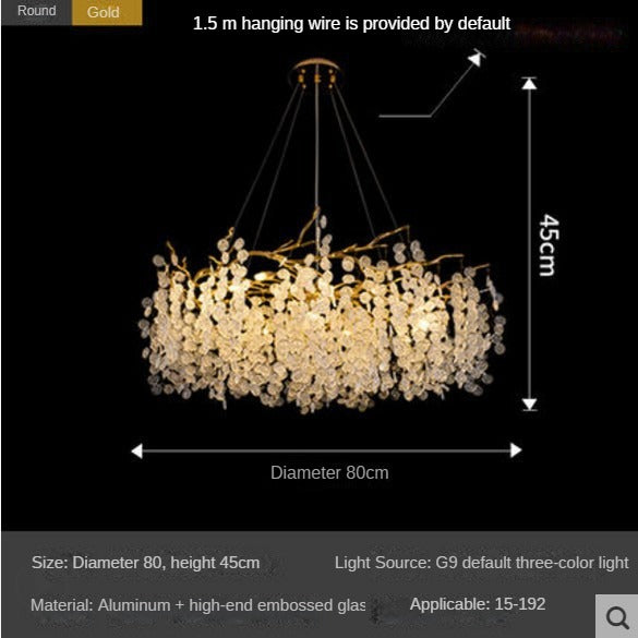 HEIKESZ Nordic Modern Glass Chandelier Luxury Villa Dining Room Bedroom Lamp French Crystal Rod-Type Lighting