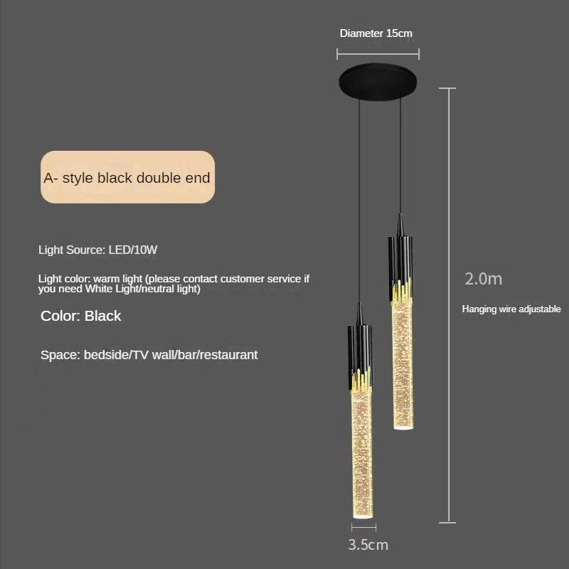 HEIKESZ Nordic Crystal Chandelier Luxury Bed Head Hanging Lamp for Bedroom Bar TV Background Wall