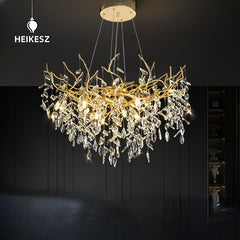 HEIKESZ Luxury Crystal Chandelier for Wedding Living Room Dining Bedroom Study Tea Room Bar Art Lighting