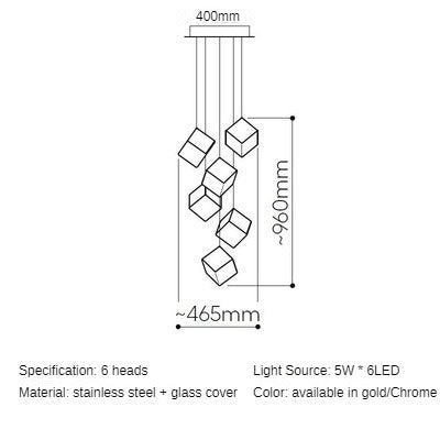 HEIKESZ Loft Staircase Long Chandelier Empty Creative Crystal Glass Cube Ice Modern Restaurant Bar Chandelier