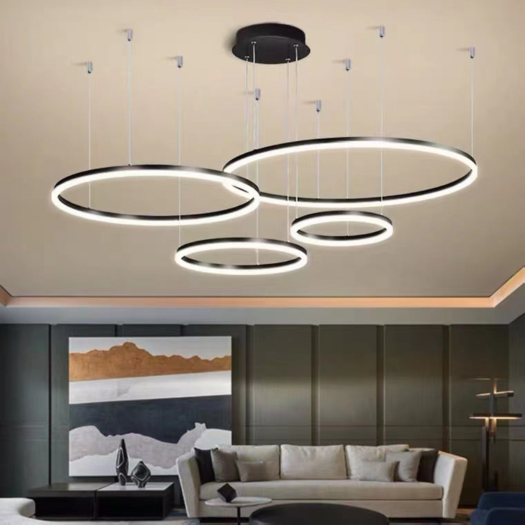 HEIKESZ Modern Minimalist Round Chandelier LED Ceiling Light for Living Room Bedroom Dining Room Nordic Warm Lighting