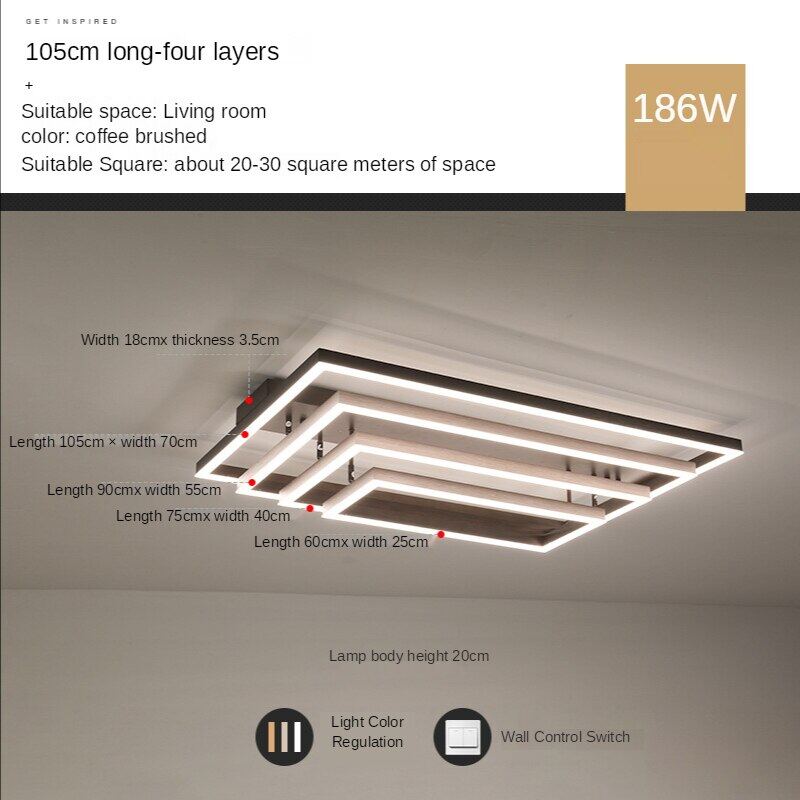 HEIKESZ Modern LED Ceiling Lamp Luxury Rectangular Nordic Chandelier for Living Room Bedroom Warm Light Surface Mounted Luminaire