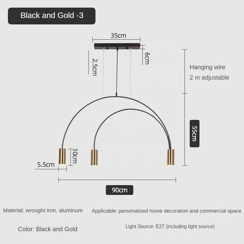 HEIKESZ Luxury Nordic Modern Chandelier Light Creative Arch Dining Table Strip Lamp Internet Celebrity Bar Light