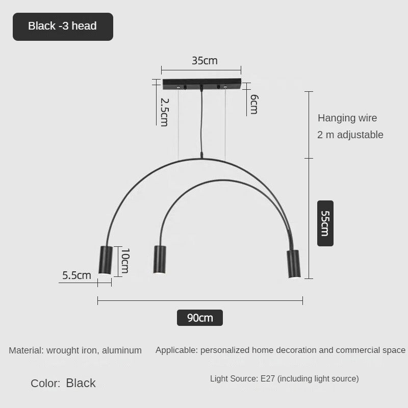 HEIKESZ Luxury Nordic Modern Chandelier Light Creative Arch Dining Table Strip Lamp Internet Celebrity Bar Light