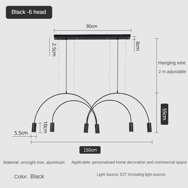 HEIKESZ Luxury Nordic Modern Chandelier Light Creative Arch Dining Table Strip Lamp Internet Celebrity Bar Light