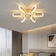 HEIKESZ Nordic Ceiling Fan with LED Lights Modern Minimalist Bedroom Dining Room Study Lamp Integrated Fan Style Ceiling Light