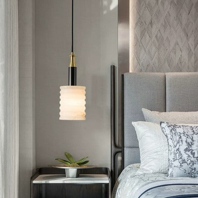 HEIKESZ Modern Chinese Creative Simple Luxury Bedroom Chandelier Spain Marble Long Line Single Head Ceiling Light Fixtures for Bedroom