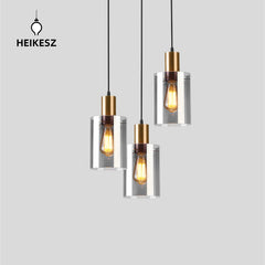 HEIKESZ Modern Luxury Nordic Droplight Electroplated Smoky Gray Glass Lamp for Living Room Bedroom Dining Room Ceiling Lighting