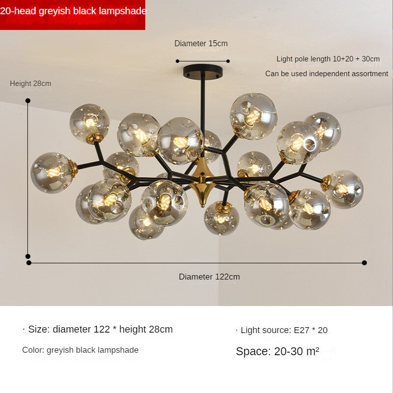 HEIKESZ Nordic Magic Bean Molecular Lamp Modern Glass Ball Chandelier for Living Room Bedroom Dining Room Warm Lighting Ceiling Decor
