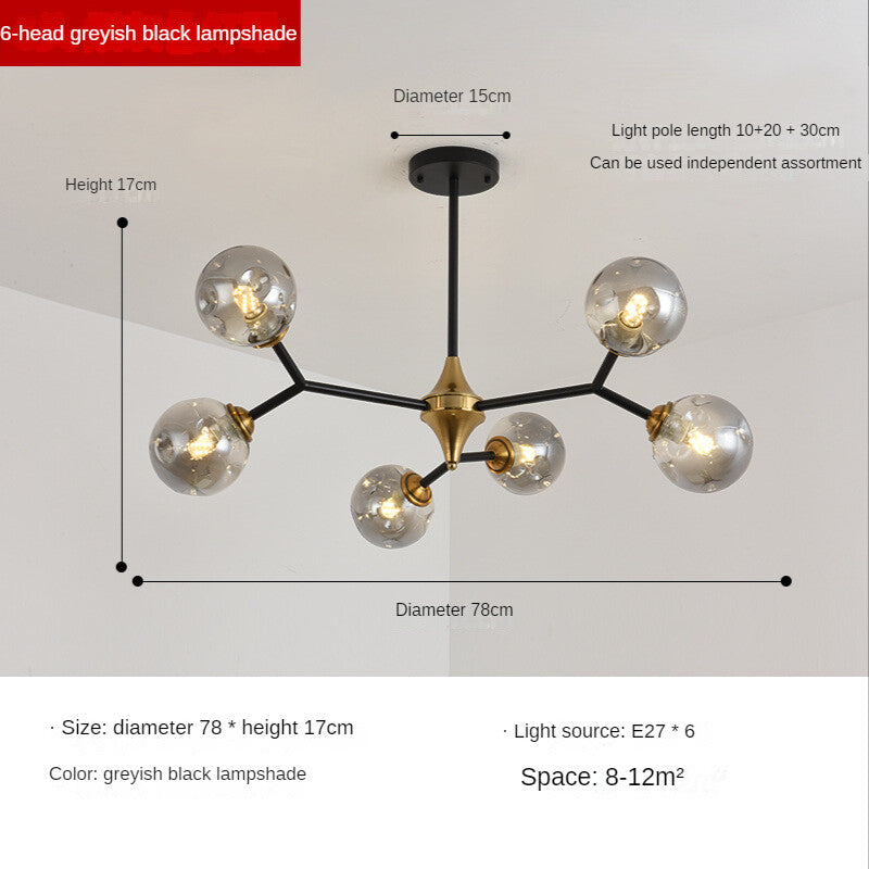 HEIKESZ Nordic Magic Bean Molecular Lamp Modern Glass Ball Chandelier for Living Room Bedroom Dining Room Warm Lighting Ceiling Decor