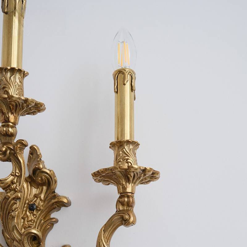 HEIKESZ Luxury European Retro French Brass Candle Wall Light for Villa Living Room Dining Bedroom Corridor