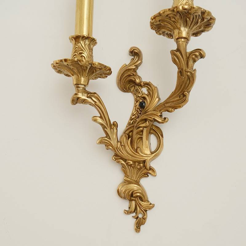 HEIKESZ Luxury European Retro French Brass Candle Wall Light for Villa Living Room Dining Bedroom Corridor