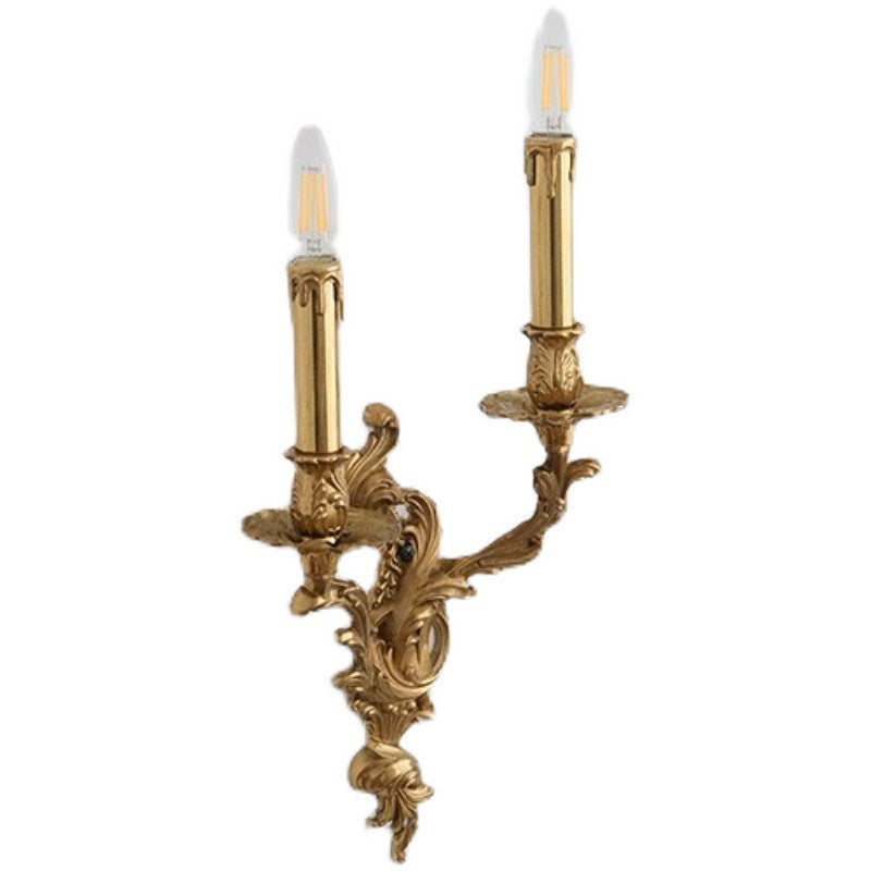 HEIKESZ Luxury European Retro French Brass Candle Wall Light for Villa Living Room Dining Bedroom Corridor