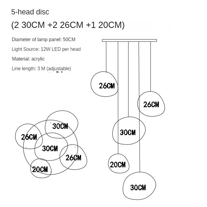 HEIKESZ Danish Creative Pebble Chandelier Modern Loft Living Room Duplex Rotating Stairs Egg Lamp