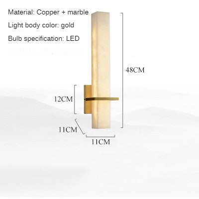 HEIKESZ Luxury Wall Lamp Modern Living Room TV Background Light Simple Copper New Chinese Style Bedside Marble Stone Lamp