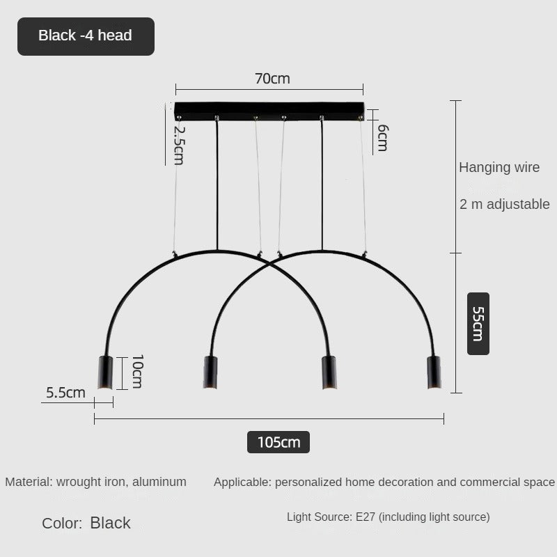 HEIKESZ Luxury Nordic Modern Chandelier Light Creative Arch Dining Table Strip Lamp Internet Celebrity Bar Light