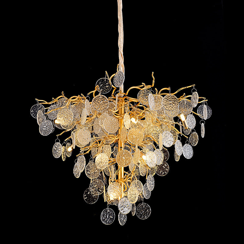 HEIKESZ Modern Minimalist Aluminum Glass Chandelier Nordic Style for Living Room Dining Room Bedroom Villa Lighting