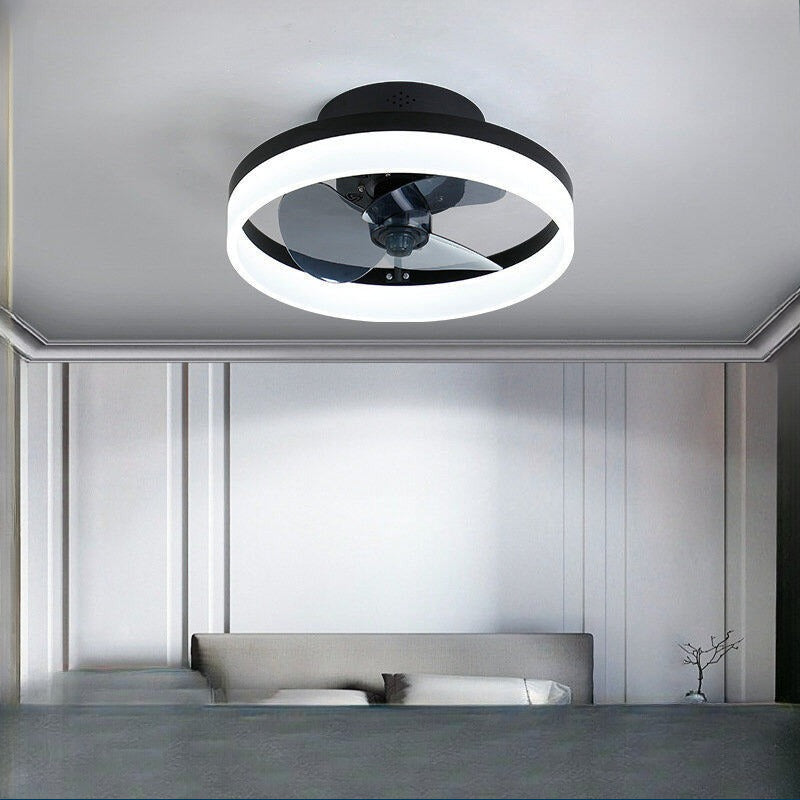 HEIKESZ Nordic Ceiling Fan Light with LED Strip Modern Minimalist Design Invisible Fan Lamp for Bedroom Dining Room Home Living Room