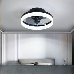 HEIKESZ Nordic Ceiling Fan Light with LED Strip Modern Minimalist Design Invisible Fan Lamp for Bedroom Dining Room Home Living Room