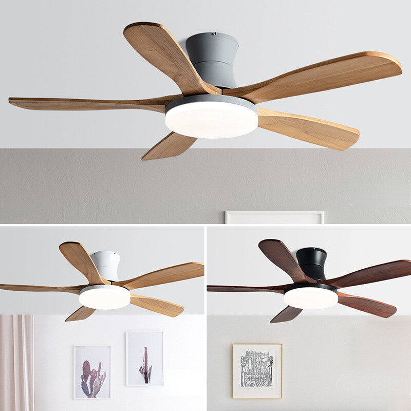 HEIKESZ Nordic Solid Wood Ceiling Fan Light with Frequency Conversion for Living Room Dining Room Home Decor
