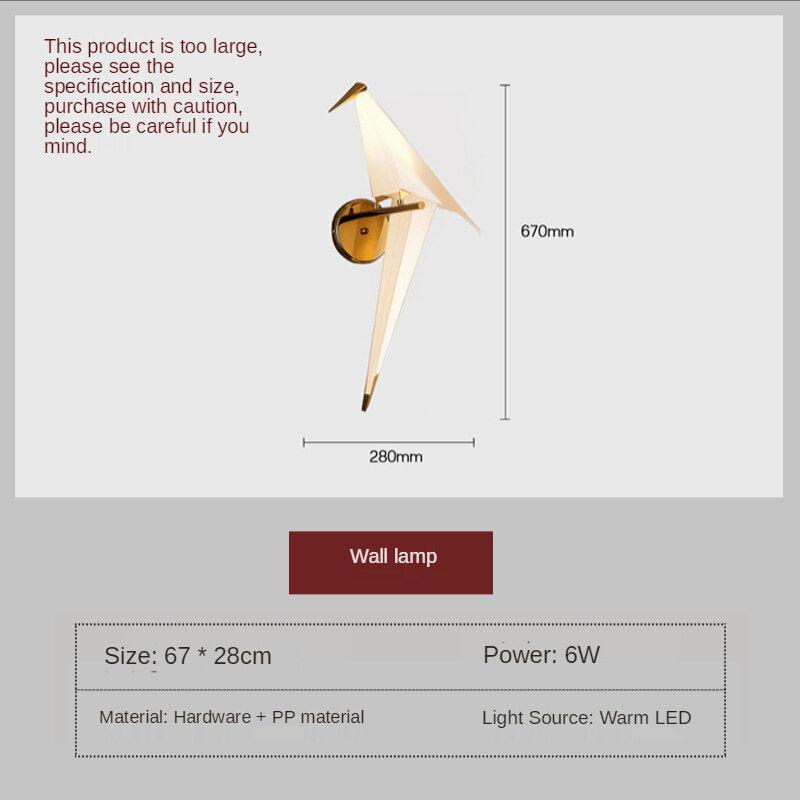 HEIKESZ Nordic Origami Bird Chandelier Modern Minimalist Artistic Hanging Lamp for Living Room Bedroom Ceiling Light