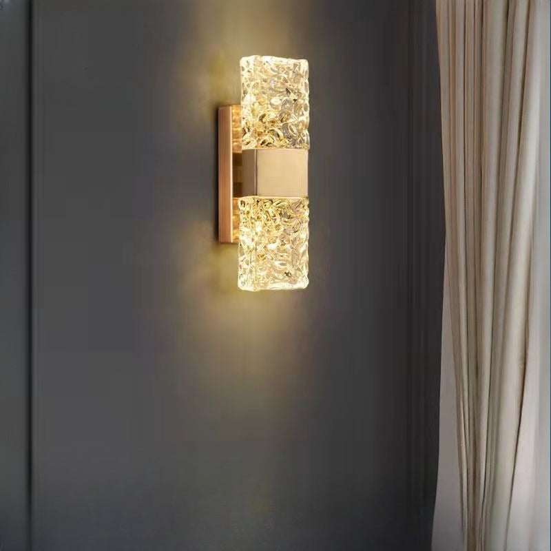 HEIKESZ Nordic Square Glass Wall Lamp Modern Minimalist Luxury Lighting for Living Room Bedroom Stairs Background Wall