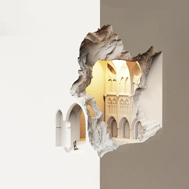 HEIKESZ Notre Dame Night Light Gypsum Wall Lamp for Bedside Corridor Aisle Embedded Corner B & B Ambience Light